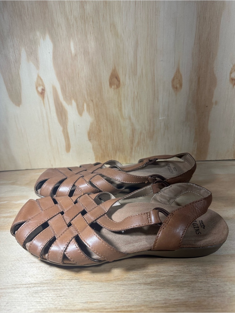 Earth Origins Berri Woven Leather Slingback Sandals Women’s Size 9 Wide